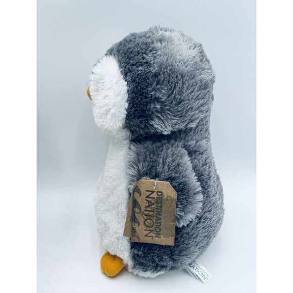 Destination Nation Gray White Penguin Plush Aurora Stuffed Animal Toy New w Tags - Picture 2 of 5